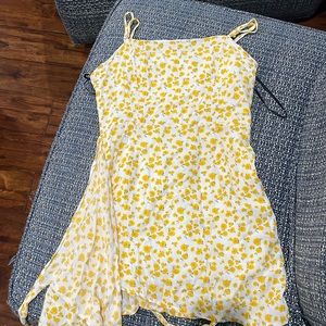 Yellow floral back zip dress